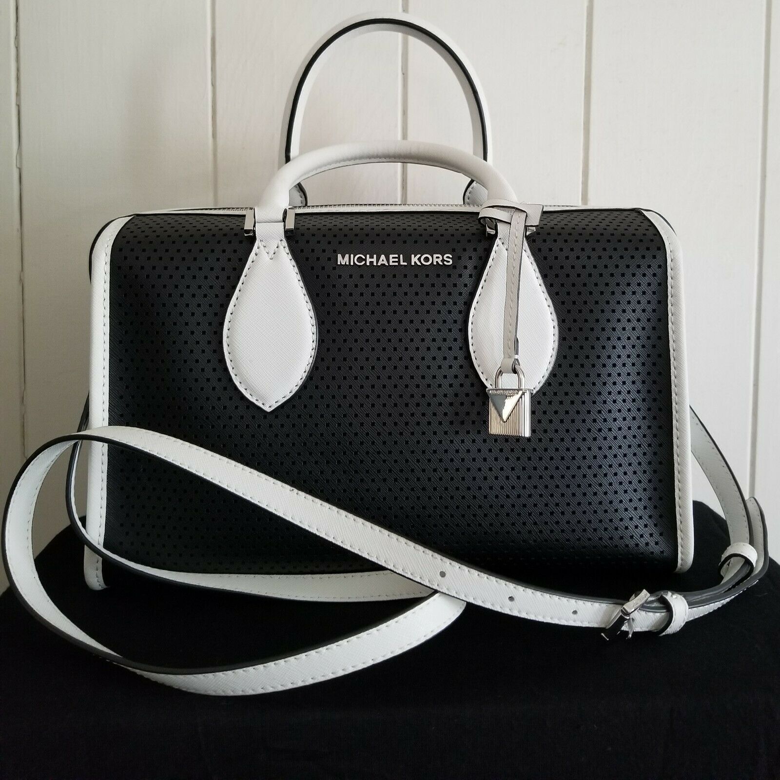 black and white michael kors purse