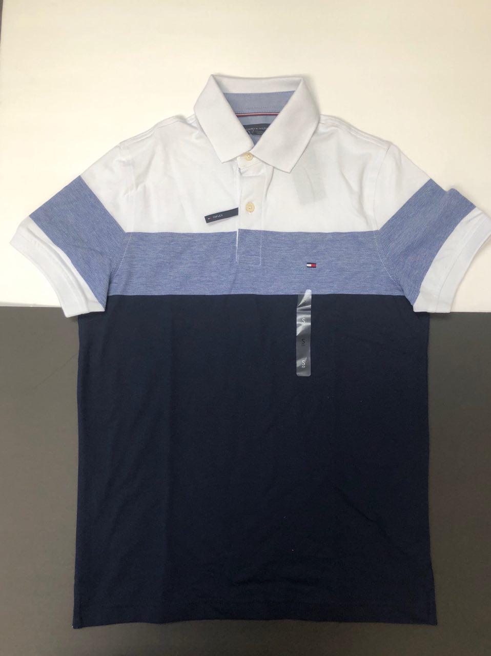 Navy Blue & White Tommy Hilfiger Men Polo Slim Fit - NY Outlet Brands ...